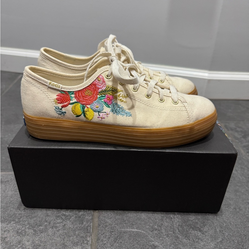 Keds Women's Cream Embroidered Sneakers